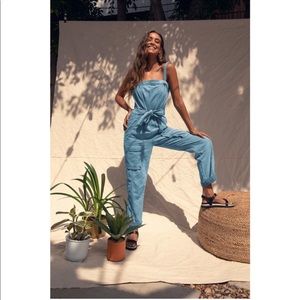 NWT Free People Go West Denim Jumpsuit XL